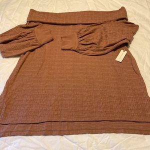 Anthropologie Brown Off-the-Shoulder Sweater